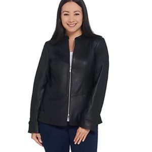 Studio by Denim & Co Faux Leather Peplum Jacket